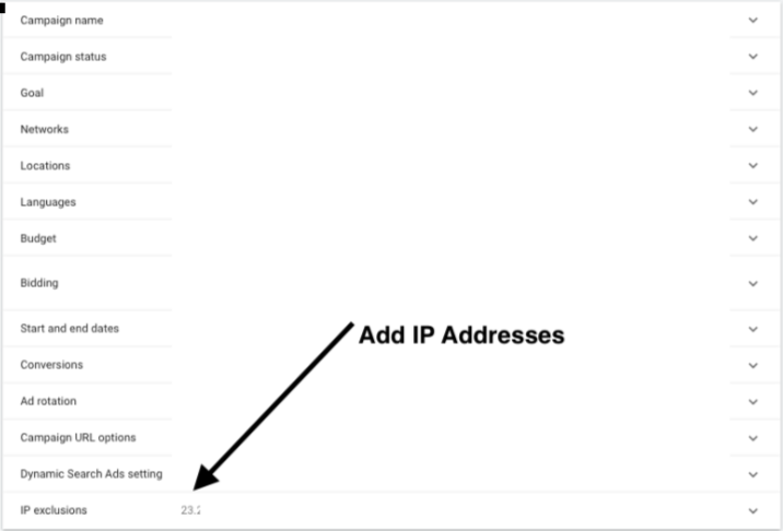add ip exclusions to Google Ads